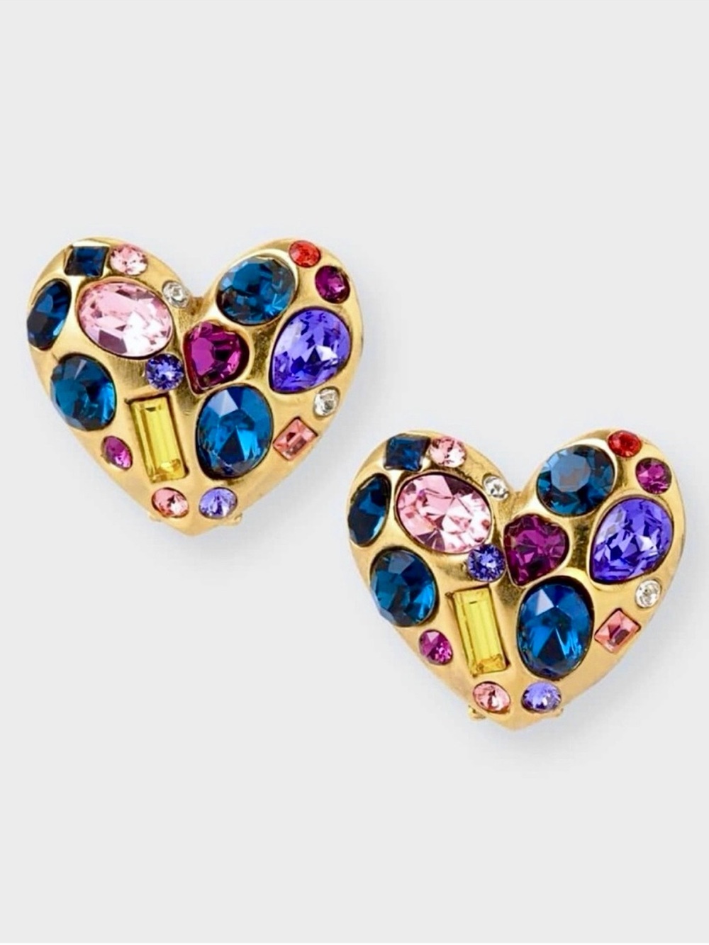 Oscar de la Renta Gemstone Heart Stud Earrings